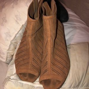 Brown peep toe bootie